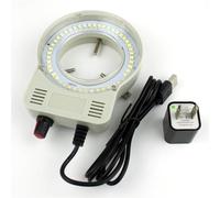 Anello luminoso LED regolabile per microscopio stereo & fotocamera, con adattatore di alimentazione 0-100% Regolare USB DC 5V (White with Adapter)