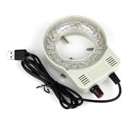 Anello luminoso LED regolabile USB per microscopio stereo e fotocamera, con adattatore di alimentazione DC 5V (White No Adapter)