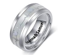 Anello luminoso per Donna Uomo Personalizzato con Incisi Anelli Set Anelli Partner Dell'amicizia Anello con Incisione in Acciaio Inossidabile Regalo per il compleanno di San Valentino (Argento)