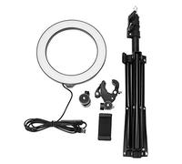 Anello luminoso per selfie a LED dimmerabile da 20 cm, Luce fotografica alimentata tramite USB con treppiede porta telefono, Luminosità regolabile 10 livelli 3 temperature di