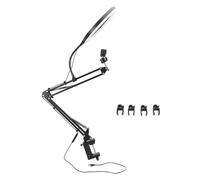Anello luminoso per selfie con 3 temperature di colore, braccio retrattile, luce ad anello soffitto con morsetto, supporto per telefono e stabilizzatore per registrazioni video e