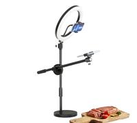 Anello luminoso per selfie con supporto, supporto per telefono con luce anulare a LED, per telecamera sopraelevata con braccio articolato - Illuminazione video a LED per streamin live, didatt