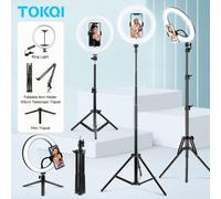 Anello luminoso per selfie staccabile da 10 pollici con supporto flessibile per telefono, alimentato tramite USB, 3 temperature di colore e 10 livelli di luminosità, include treppiede estensibile (54,