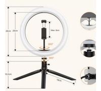 Anello luminoso portatile da 25 cm con LED e supporto a treppiede, 3 modalità di colore regolabili per una compatibilità universale.