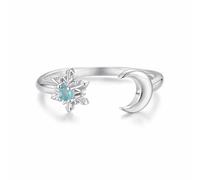 Anello Luna Fiocco di Neve 925 Argento Sterling Minimalista Elegante Abbigliamento Quotidiano