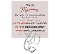 Anello Madrina per madrine Donne Ragazze in Argento Sterling 925 Ispirazionale e di Incoraggiamento, Croce, Regolabile - Cofanetto con DEDICA incluso (Croce - Madrina)