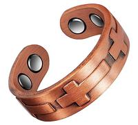 Anello magnetico in rame Wollet 2020, misura regolabile per artrite per donne e uomini, anello di terapia magnetica con forti magneti guarigione anello in rame (CPR-0130R, 57,5 mm)