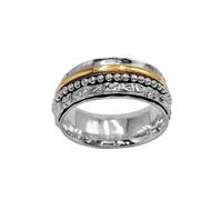 Anello Martellato Argento 925 Fascia Floreale Sfere di Ottone - 81stgeneration