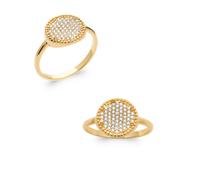 Anello Microserti Pavé Ossidiana di Zirconio in Oro Placcato 18 Carati T50 a 60