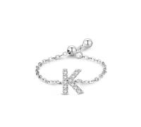 Anello Mignolo Argento, Anillos de Compromiso para Mujer Lettera K con Diamante Forma Rotonda Pt950 e Oro Bianco, P 1/2, PT950, Diamante