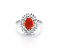 Anello modello kate argento 925 rodiato con corallo rosso e zirconi bianchi misura regolabile gioiello donna ragazza
