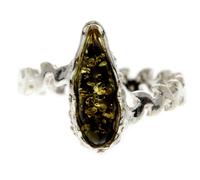 Anello Moderno Designer In Argento Sterling 925 E Ambra Baltica - G401