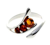 Anello moderno in argento sterling e ambra baltica autentica - GL414, one size, Argento, Ambra