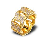 Anello moissanita cubano rotondo in oro 14k, anello hip-hop, accessorio senza tempo per il gentiluomo
