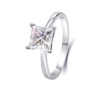 Anello Moissanite Donna Eternity, Fede Nuziale Piazza Della Principessa Oro Bianco 18K con 2Ct Moissanite Taglia 26