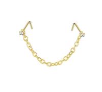 Anello Naso Acciaio Chirurgico1 Pezzi 18G Piercing Naso Orecchini Helix Trago Orecchio Cartilagine Catena a L con zirconi cubici da 3 mm, Oro, 1.0x32mm