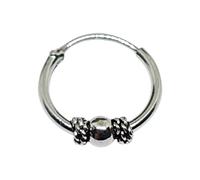 Anello Naso Bali Tribal Ball Coil Hing 10mm 22g (0,6mm) Argento 925 Body...