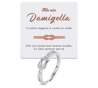 Anello Nodo Donna anello Damigella in Argento Sterling 925 Idea Regalo damigelle per lei Natale Compleanno Matrimonio regolabile - Cofanetto con DEDICA incluso (Nodo - Damigella)