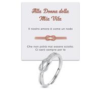 Anello Nodo Donna anello Donna Della mia Vita in Argento Sterling 925 Idea Regalo mogli fidanzate per lei Natale Compleanno Anniversario regolabile - Cofanetto con DEDICA incluso