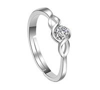 Anello Nodo Gioielli con Diamante in Cristallo da Donna Anello Semplice e Elegante con Apertura in Argento Regolabile per Fidanzamento Elegante e Popolare Useful