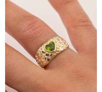 Anello Nugget A Forma Di Cuore Colorato In Oro Giallo 10K