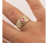 Anello Nugget A Forma Di Cuore Colorato In Oro Giallo 10K