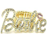 Anello Nuovo Cristallo Strass Elasticizzato Fascia Alto Moda Barbie Stile