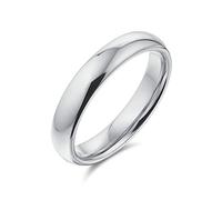 Anello Nuziale A Cupola In Argento Sterling .925 Semplice Tradizionale Unisex Per Coppie Per Donne Uomini 4MM Comfort Fit