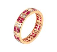 Anello Nuziale Anelli Donna Oro Giallo 18K Vero Ruby Creato in Laboratorio Fila di Diamanti con Rubino Rosso da 1,10 CT Numero 21 Aggiornamento 3.0 per Sorella Festa Della Mamma Gioielli