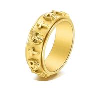 Anello Nuziale, Anello Oro Donna Acciaio Inossidabile Taglia 27 8mm Croce Teschio Girevole Personalized Regalo per Madre Engagement Gioielli