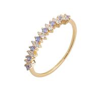 Anello nuziale Au 375/585/750 in oro rosa con tanzanite in laboratorio, forma eterna, Oro rosa 14 carati (585), Moissanite Tanzanite creata in laboratorio Moissanite