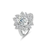 Anello nuziale con fiore in moissanite 2 ct, regalo unico per amiche e donne, U 1/2, Platino, Moissanite