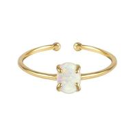 Anello nuziale da donna in argento con incisione in oro giallo 9 K/14 K Au375/Au585 dimensione pera blu 4 x 6 mm acquamarina impilabile per zia moda, J 1/2, Oro giallo 9 carati, Opale