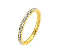 Anello Nuziale Donna, Anello Promessa Sottile 2MM con Zirconi Eternity in Acciaio Inossidabile per Le Donna Oro, Taglia 12