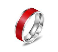 Anello Nuziale Donna, Anello Rosso Acciaio Inossidabile Taglia 25 7mm con Smalto Rosso Personalized Regalo per Figlia Engagement Gioielli