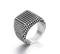 Anello Nuziale Donna, Veretta in Argento Acciaio Inossidabile Taglia 20 19.3mm Sigillo con Puntini Personalized Regalo per Migliore Amico Engagement