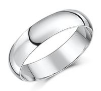 Anello Nuziale Extra Pesante In Oro Bianco 9ct Forma D 3mm-7mm