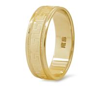 Anello Nuziale In Oro Bianco E Giallo 14K Con Motivo Greco 6 MM Unisex