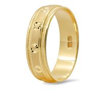 Anello Nuziale In Oro Giallo 14K Con Perline E Motivo A Cerchio 6MM Taglie 5-13