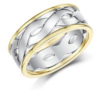 Anello Nuziale In Oro Giallo E Oro Bianco Celtico A Due Colori 5mm 7mm 9ct Oro