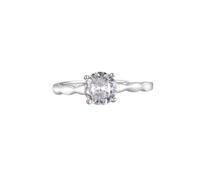 Anello Nuziale, Moissanite Anello Solitaria Oro Bianco 9K con Rotonda Moissanite Taglia 17