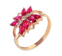 Anello Oro 18 Kt Donna, Anello Eternity Rosso 1.04 Carati Ruby Creato In Laboratorio Forma A Marquise Oro Rosa 750 con Moissanite Misura 18,5