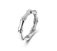 Anello Oro 375 Donna, Anelli Vintage Bianco Moissanite Giunto Di Bambù Oro Bianco 9K per Matrimonio Promessa Misura 18,5