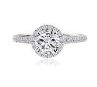 Anello Oro 9Kt, Moissanite Anello Alone Oro Bianco 375 Regalo Di Compleanno San Valentino Misura 20