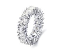 Anello Oro Bianco Donna 14K, Anello Fidanzamento Banda All Around con 0.4Ct Cuore Moissanite Taglia 26