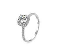 Anello Oro Bianco Donna 18Kt, Fede Nuziale Moissanite 4 Punte Oro Bianco Regalo Di Compleanno Misura 26