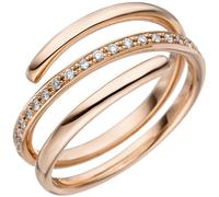 Anello Oro Con 20 Diamanti Brillanti Spirale 3-reihig 585 Oro Rosso