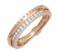 Anello Oro Con 38 Diamanti Brillanti 585 Oro Rosso Bicolore Anello