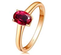 Anello Oro Donna 18K Vero, Fedi Nuziali Metallo Rosso 1 Carati Ruby Creato In Laboratorio Ovale Oro Rosa per Matrimonio Promessa Misura 15