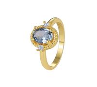 Anello Oro Giallo 18 Kt Donna, Fedi Nuziali Classiche Blu Acquamarina Creata In Laboratorio Vintage Elegante Oro con Moissanite Misura 20